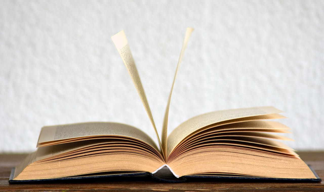 Crafting Captivating Headlines: Your awesome post title goes here Close-up image of an open book with pages turning, creating a dynamic visual.